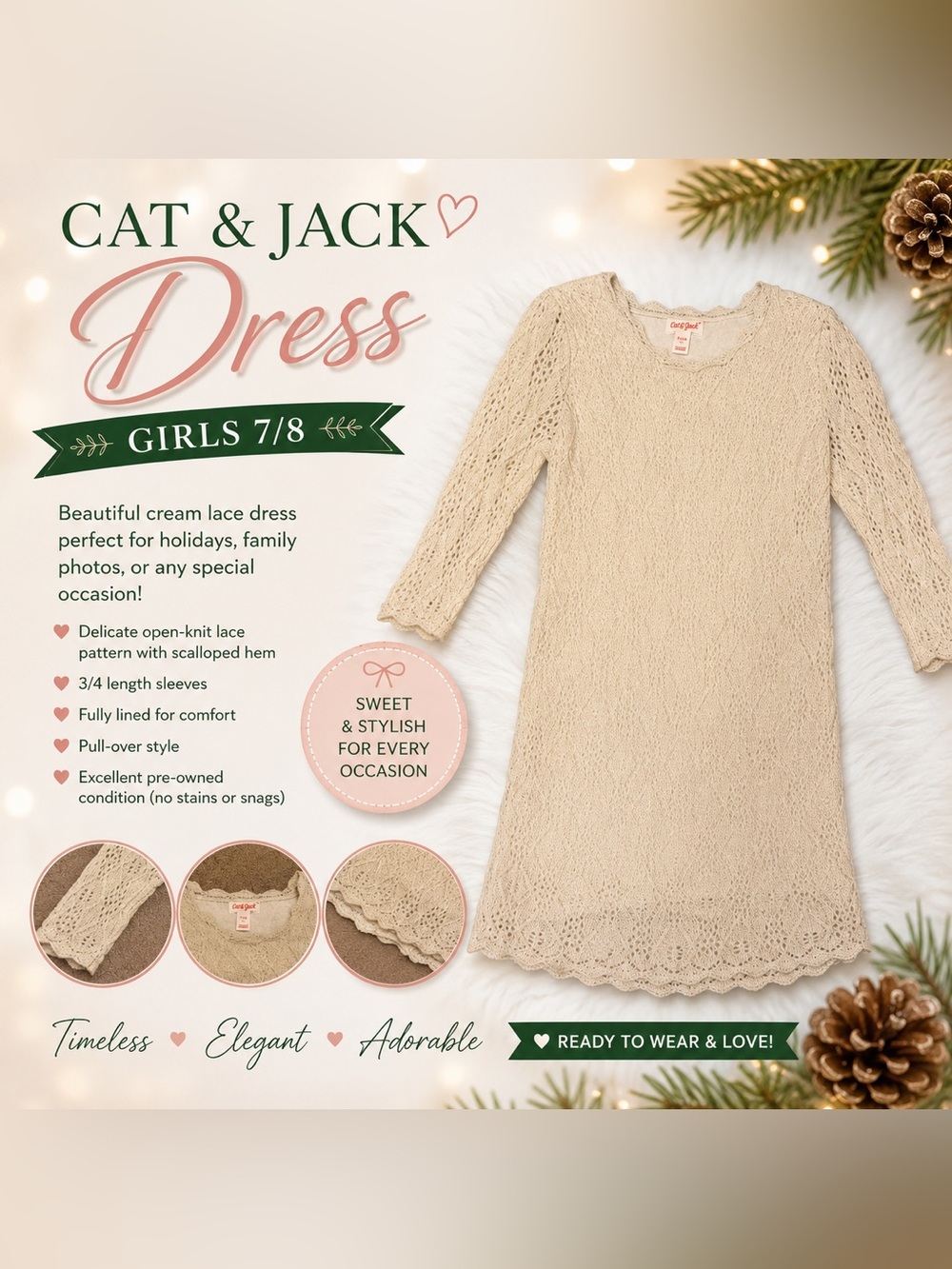 Cat & Jack Ivory Lace Dress